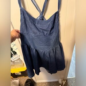 Blue Denim Adjustable Sleeveless Dress